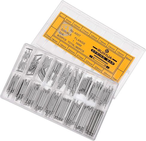 Flexzion Watch Band Spring Bars Set 360 Pcs - Wrist Watches Strap Link Pins Repair Tool 8-25mm Stainless Steel Kit Pack for Watch Link Removal, Screwdriver, Professional Watchmaker with Storage Box in Saudi Arabia