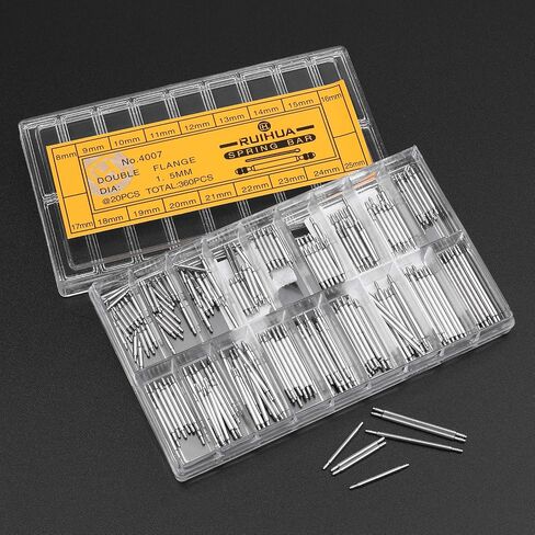 Flexzion Watch Band Spring Bars Set 360 Pcs - Wrist Watches Strap Link Pins Repair Tool 8-25mm Stainless Steel Kit Pack for Watch Link Removal, Screwdriver, Professional Watchmaker with Storage Box in Saudi Arabia