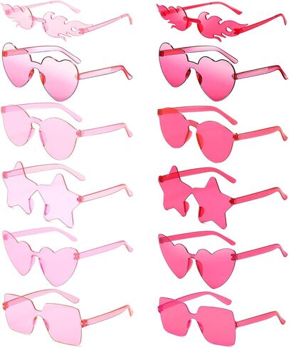 Pibupibu 12 Pack Fun Mixed Styled Rimless Party Glasses Bulk, Colorful Funny Sunglasses Set for Bachelor Party Favors in Saudi Arabia