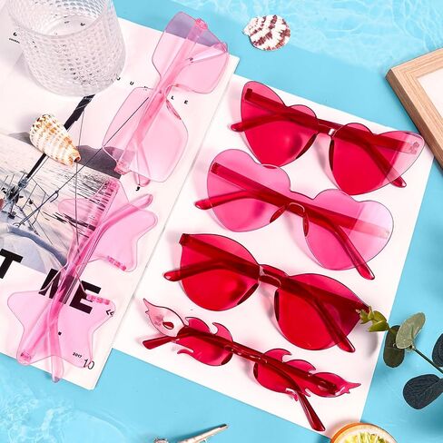Pibupibu 12 Pack Fun Mixed Styled Rimless Party Glasses Bulk, Colorful Funny Sunglasses Set for Bachelor Party Favors in Saudi Arabia