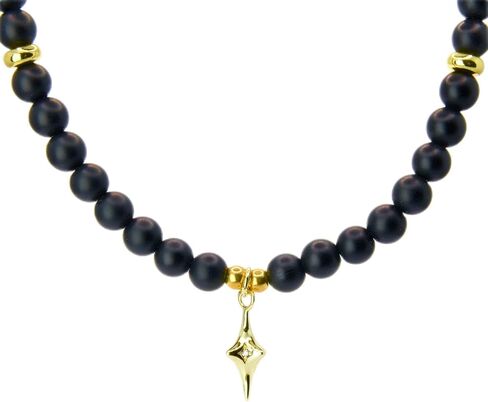 Alaigra Black Onyx Necklace Beaded Choker Gold Star Pendant in Kuwait