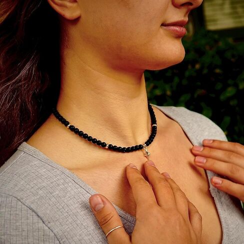 Alaigra Black Onyx Necklace Beaded Choker Gold Star Pendant in Kuwait