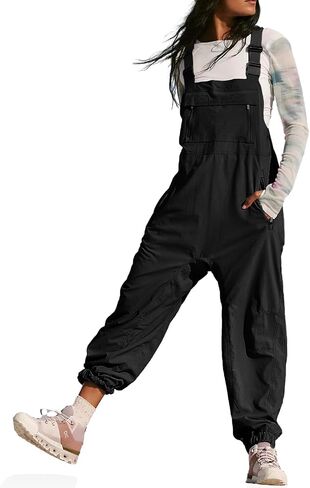Cicy Bell Women's Casual Cargo Overalls Loose Adjustable Straps Zipper Bib Jogger Jumpsuits With Pockets in Saudi Arabia