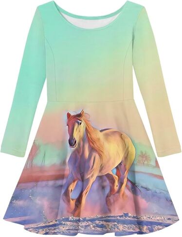 Guosanchn Dresses for Girls Long Sleeve Casual Dress 3-14T A Line Swing Dresses in Saudi Arabia