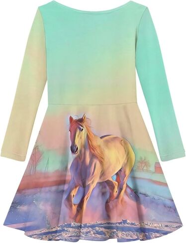 Guosanchn Dresses for Girls Long Sleeve Casual Dress 3-14T A Line Swing Dresses in Saudi Arabia
