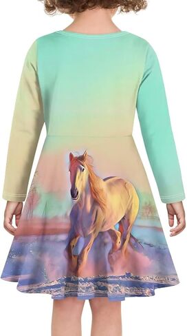 Guosanchn Dresses for Girls Long Sleeve Casual Dress 3-14T A Line Swing Dresses in Saudi Arabia