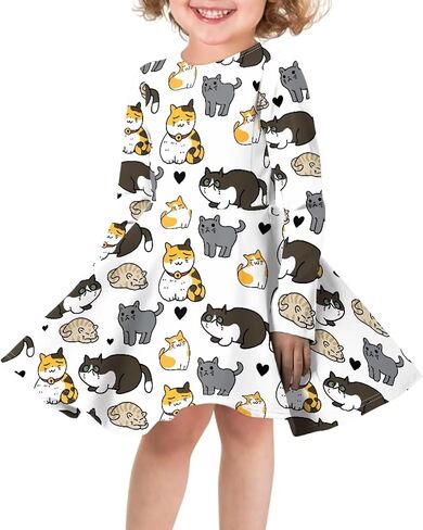 Guosanchn Dresses for Girls Long Sleeve Casual Dress 3-14T A Line Swing Dresses in Saudi Arabia
