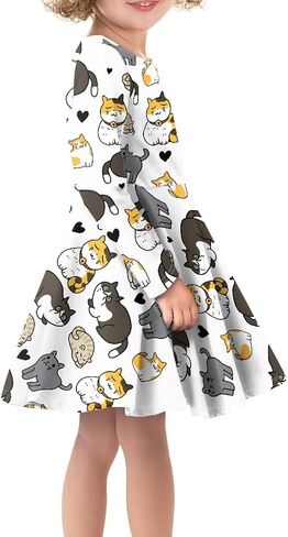 Guosanchn Dresses for Girls Long Sleeve Casual Dress 3-14T A Line Swing Dresses in Saudi Arabia