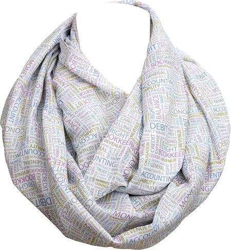 Accounting and finance infinity scarf, for Accountants,Finance professionals, CPAs, Birthday Gift for her for, gift idea for her - White in Kuwait
