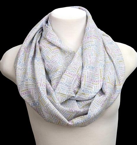 Accounting and finance infinity scarf, for Accountants,Finance professionals, CPAs, Birthday Gift for her for, gift idea for her - White in Kuwait