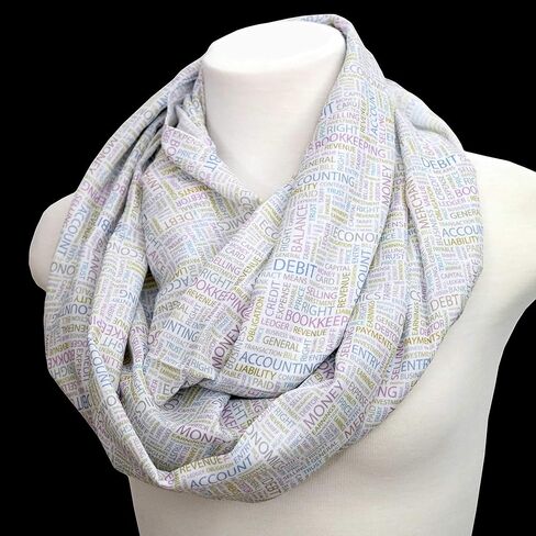 Accounting and finance infinity scarf, for Accountants,Finance professionals, CPAs, Birthday Gift for her for, gift idea for her - White in Kuwait