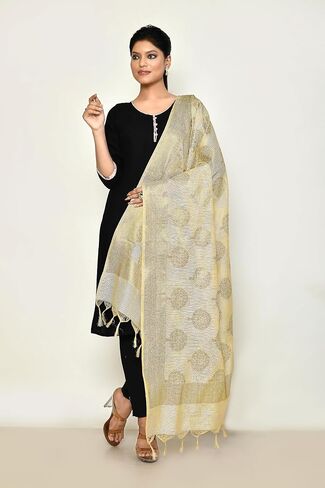 وشاح Naveera النسائي من الحرير القطني Zari Work Banarasi Dupatta الفاخر للمناسبات الخاصة in Kuwait
