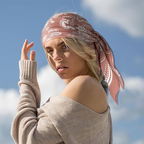 وشاح راس من الساتان 27.5 انش من ديميهو، وشاح راس مربع من الساتان للنساء، وشاح باندانا حريري، وشاح لف للشعر والرقبة للفتيات، متعدد الالوان، مقاس واحد in Saudi Arabia
