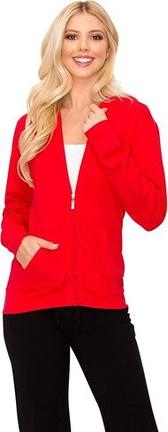 EttelLut Lightweight Comfy Cotton Casual Active Full Zip-up/Pullover Plain Hoodie Jacket in Kuwait