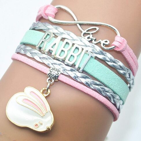 HCChanshi Rabbit Bunny Bracelet Jewelry - Infinity Love Bunny Rabbit Jewelry Bracelet Gift For Women, Girls, Men, Boys, Rabbit Lover, Rabbit Themed Gifts in Kuwait