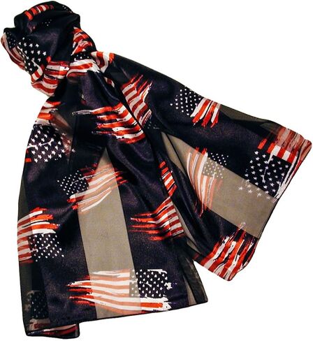 Evening Elegance American Flag Independence Day 4th of July Long Lightweight Patriotic Scarf in Kuwait