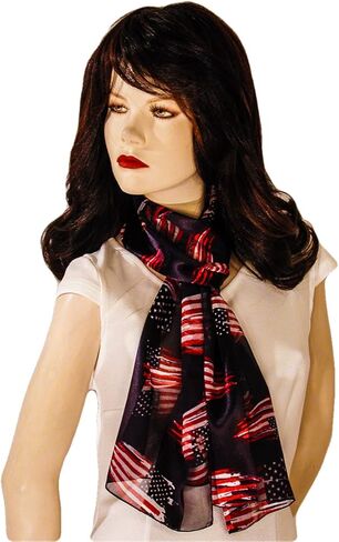 Evening Elegance American Flag Independence Day 4th of July Long Lightweight Patriotic Scarf in Kuwait