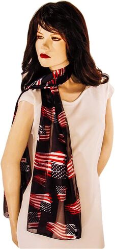 Evening Elegance American Flag Independence Day 4th of July Long Lightweight Patriotic Scarf in Kuwait