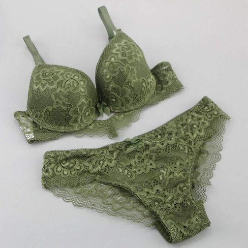 Swbreety Women's Lace Bra and Panty Set Sexy Plus Up Bra Underwire Lightly Lined Lingerie Set in Kuwait
