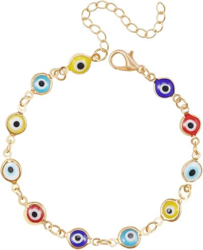 أساور عين الشر من Ahouws للنساء والفتيات، أساور مكسيكية Mal Pulseras De Ojo Turco Mujer Blue Devil العين الثالثة مطرزة بسوار ذهبي Pulseras Para El Mal De Ojo حماية جمالية لطيفة من الشر in Kuwait