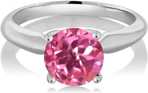 Gem Stone King 925 Sterling Silver Pink Mystic Topaz Solitaire Engagement Ring For Women (1.55 Cttw, Round 7MM, Gemstone Birthstone, Available In Size 5, 6, 7, 8, 9) in Saudi Arabia