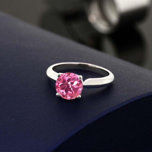 Gem Stone King 925 Sterling Silver Pink Mystic Topaz Solitaire Engagement Ring For Women (1.55 Cttw, Round 7MM, Gemstone Birthstone, Available In Size 5, 6, 7, 8, 9) in Saudi Arabia
