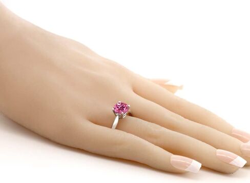 Gem Stone King 925 Sterling Silver Pink Mystic Topaz Solitaire Engagement Ring For Women (1.55 Cttw, Round 7MM, Gemstone Birthstone, Available In Size 5, 6, 7, 8, 9) in Saudi Arabia