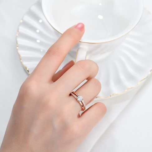 YL Solitaire Wedding Rings for Women 925 Sterling Silver Cubic Zirconia Statement Rings for Anniversary Engagement in Saudi Arabia