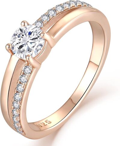 YL Solitaire Wedding Rings for Women 925 Sterling Silver Cubic Zirconia Statement Rings for Anniversary Engagement in Saudi Arabia