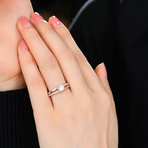 YL Solitaire Wedding Rings for Women 925 Sterling Silver Cubic Zirconia Statement Rings for Anniversary Engagement in Saudi Arabia