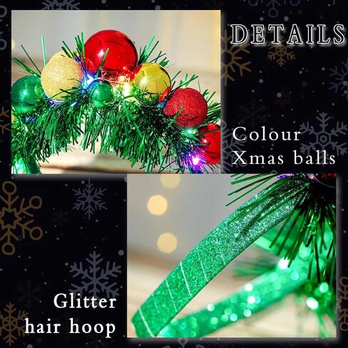 Uranian Light Up Christmas Headband Christmas Ball Hairband Led Tinsel Headwear Glowing Xmas Hair Hoop for Women and Girls… in Kuwait