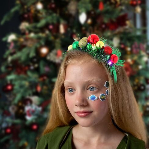 Uranian Light Up Christmas Headband Christmas Ball Hairband Led Tinsel Headwear Glowing Xmas Hair Hoop for Women and Girls… in Kuwait