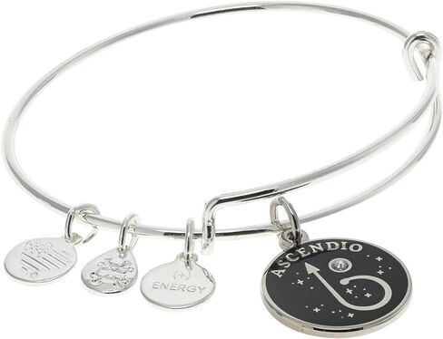 Alex and Ani AS614922Expandable Bangle BraceletSS,Harry Potter, Ascendio Spell Expandable Bangle Bracelet,Shiny Silver,Black, Bracelets in Saudi Arabia