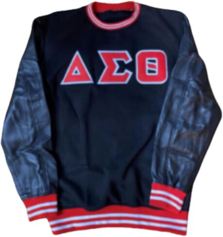 DVine 9 Designs Delta Sigma Theta Sweatshirt w/Leather Sleeves | Certified Vendor Great Gift | DST in Saudi Arabia