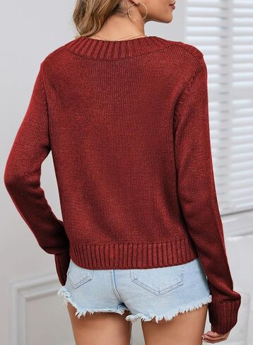 Sidefeel Women 2023 Cropped Sweater Cardigan Long Sleeve Knit Outwear with Pockets in Saudi Arabia