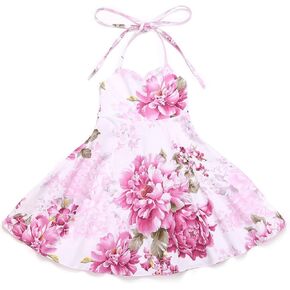 Flofallzique Floral Girls Party Dress Summer Casual Backless Easter Toddler Vintage Dresses