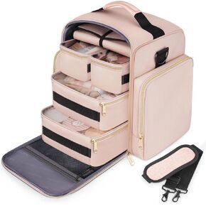 يوربيك شنطة تنظيم مكياج كبيرة للسفر مع 4 حافظات قابلة للازالة ولفة واحدة لتنظيم المجوهرات، شنطة مستحضرات تجميل بجيوب تخزين متعددة لحمل ادوات النظافة والعناية بالبشرة ومستلزمات الشعر والفرشاة، هدية in Kuwait