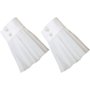 Lurrose Womans Shirts Wrist Fake Cuffs Ruffle Cuff Stretch Bracelet False Sleeves Organza Cuff Pleated Horn Cuffs Clothing Fake Cuffs for Women Girls Photography Props Womens Shirts in Saudi Arabia