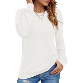 GOUCEHN Women Long Sleeve Shirts Casual Crewneck Blouses Dressy Fashion Tunic Tops S-3XL