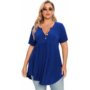 قمصان LARACE Peplum للسيدات برقبة على شكل V وأكمام قصيرة قمصان هينلي مقاس كبير لارتدائها مع السراويل الضيقة in Saudi Arabia