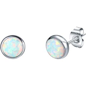 VOJO G23 Titanium Opal Stud Earrings for Women Hypoallergenic Round Birthstone Earrings for Girls