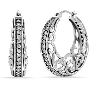 LeCalla Sterling Silver Jewelry Filigree Hoop Earrings for Women in Saudi Arabia