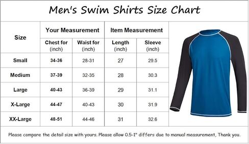 TENEMT Men’s UPF 50+ Rash Guard Long Sleeves Sun Protection Swim Shirts Athletic Beach Workout Swimwear Loose Fit in Saudi Arabia