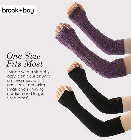 تدفئة الذراع من Brook + Bay للنساء - تدفئة الذراع بدون أصابع في الشتاء وتدفئة المعصم مع فتحة الإبهام - قفازات طويلة بدون أصابع in Kuwait