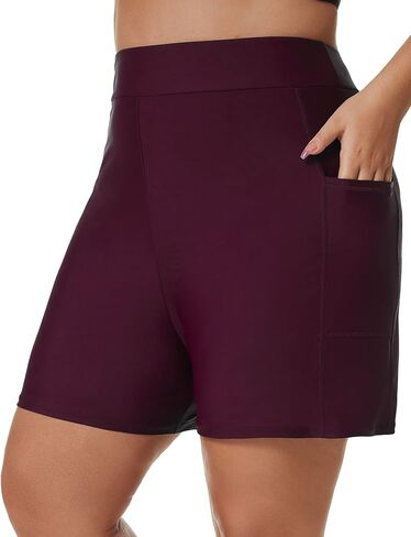 تورنيسول شورت سباحة للنساء مقاس كبير بخصر مرتفع وسروال سباحة تانكيني بيكيني للاولاد مع جيب in Kuwait