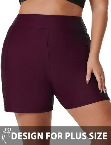 تورنيسول شورت سباحة للنساء مقاس كبير بخصر مرتفع وسروال سباحة تانكيني بيكيني للاولاد مع جيب in Kuwait