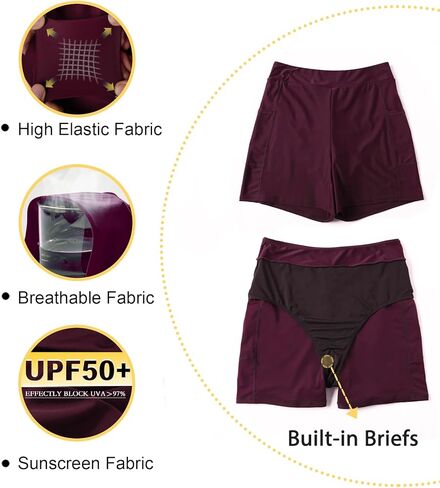 تورنيسول شورت سباحة للنساء مقاس كبير بخصر مرتفع وسروال سباحة تانكيني بيكيني للاولاد مع جيب in Kuwait