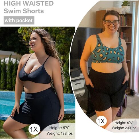 تورنيسول شورت سباحة للنساء مقاس كبير بخصر مرتفع وسروال سباحة تانكيني بيكيني للاولاد مع جيب in Kuwait