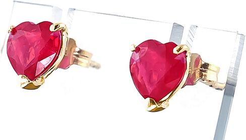 Galaxy Gold GG 2.9 ct 14k Solid White Yellow Rose Gold Stud Earrings Heart Ruby 4159 in Saudi Arabia