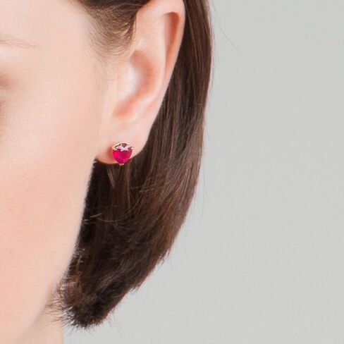 Galaxy Gold GG 2.9 ct 14k Solid White Yellow Rose Gold Stud Earrings Heart Ruby 4159 in Saudi Arabia
